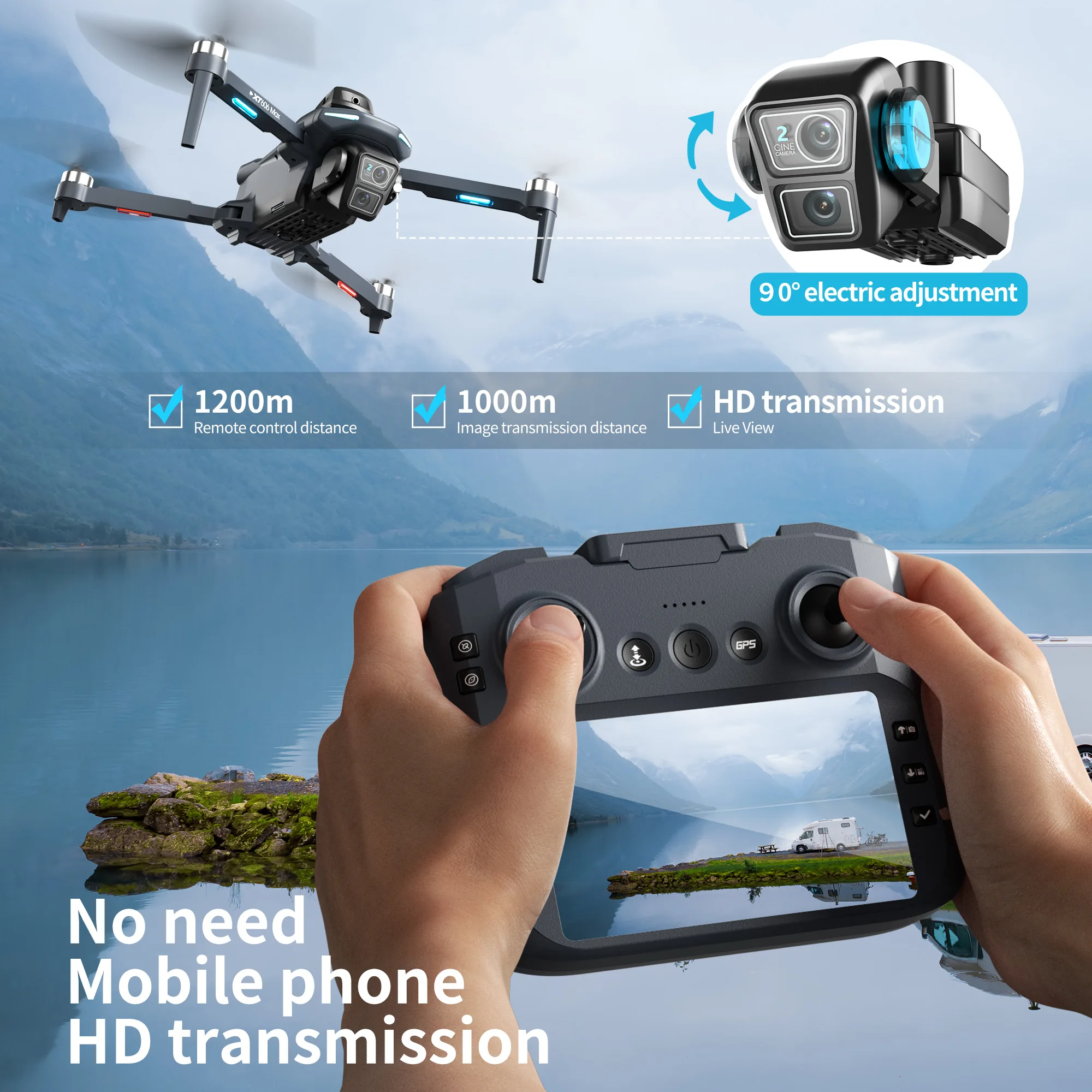 Original XT606 MAX GPS Drone 4 - Drone Multispectral ulasan dan harga